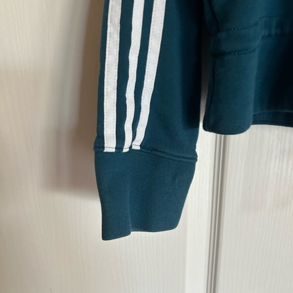 Adidas classic stripe turquoise cropped long sleeve hoodie size Large - Picture 5 of 11